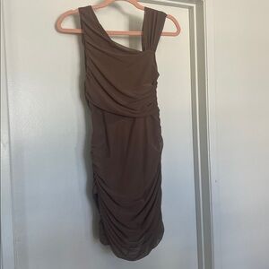 CIDER Tan Draped Dress
